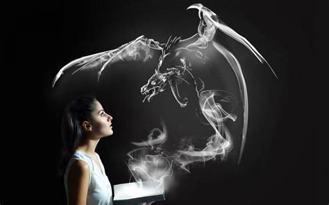 Wallpaper Women Fantasy Art Smoke Dragon Light Darkness Sense