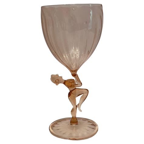 Beautiful Stemware Cocktail Glass Nude Lady Stem Bimini Art Vintage