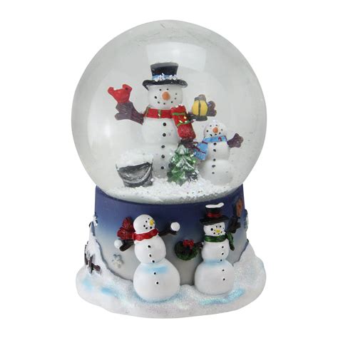 7 Snowman And Snow Son Musical Christmas Snow Globe Tabletop Decoration