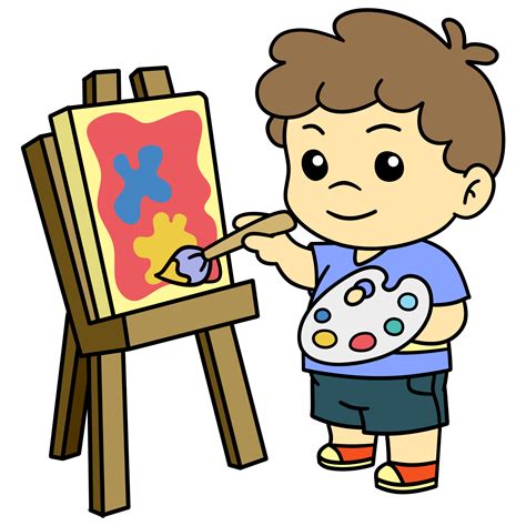 Cartoon Child Painting Isolated Clipart Png Free 24484039 Png