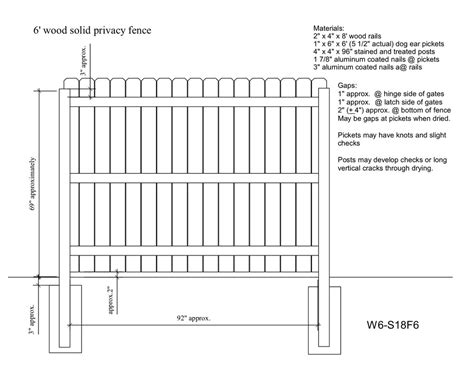 Wood Fence Plans Pdf 6 Wood Solid Privacy Fence Drawing Americas