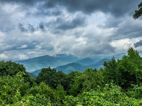 Dramatic Sky Over Distant Blue Mountains Stock Image Image Of Flow