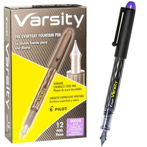 Pilot Varsity Disposable Fountain Pen In Black With Purple Ink Pack