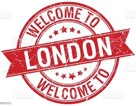 Welcome To London Red Round Ribbon Stamp Stock Illustration Download