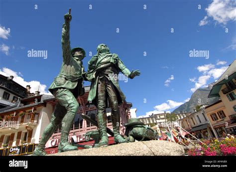 Statue Of De Saussure With J Balmat Who Made The First Ascent Of Mont