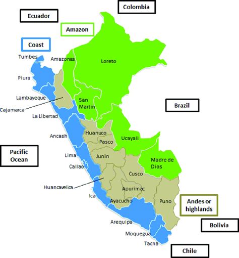 Map Of Peru Showing Regions And Macro Regions Download Scientific
