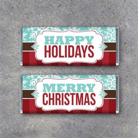 I made some christmas candy bar wrappers that take minutes to print and add. Happy Holidays AND Merry Christmas Candy Bar Wrappers - Printable Instant Download - For ...