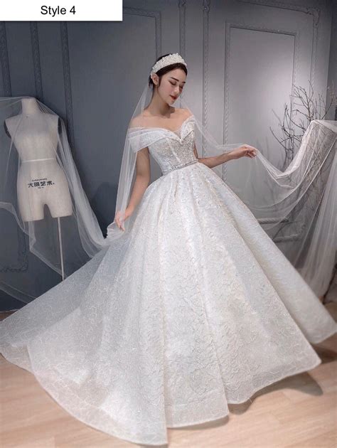 Full Floral Lace Off The Shoulder Or Sleeveless White Princess Ballgown