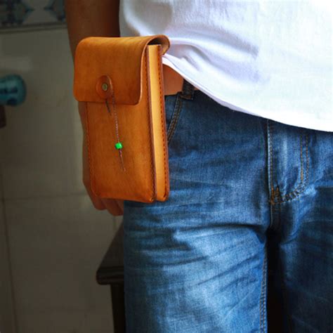 Handmade Cool Mens Leather Cell Phone Holsters Belt Pouch Waist Bag Fo