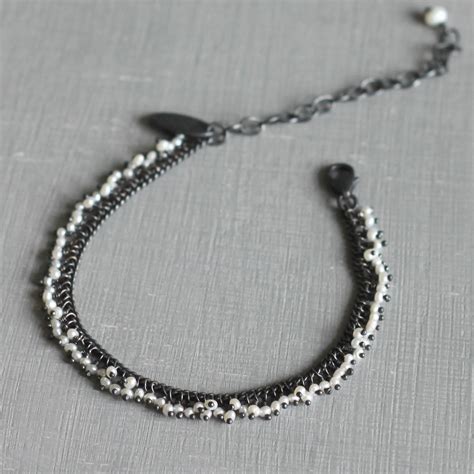 Pearl And Silver Row Bracelet By Kate Wood Jewellery In 2022