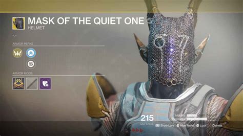 Destiny 2 Exotic Gear Mask Of The Quiet One Titan Helmet