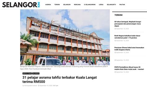Nasional selasa 16 april 2019. Selangor Kini : 31 pelajar asrama tahfiz terbakar Kuala ...