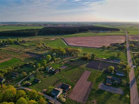 Aerial View Of The Rural Village In Minsk Region Of Belarus Stock Photo