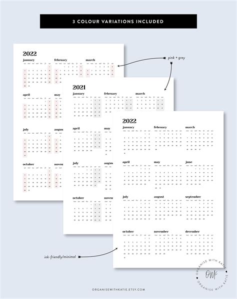 2022 2023 Pocket Rings Calendar Printable Diary Insert Etsy Uk