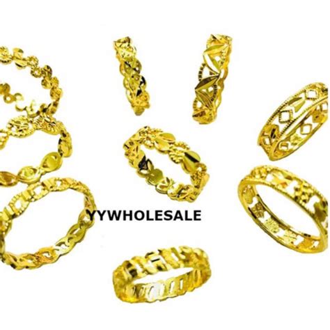 Design Kedai Emas 24k Cincin Emas Korea Gold Plated Ring Ready Stock