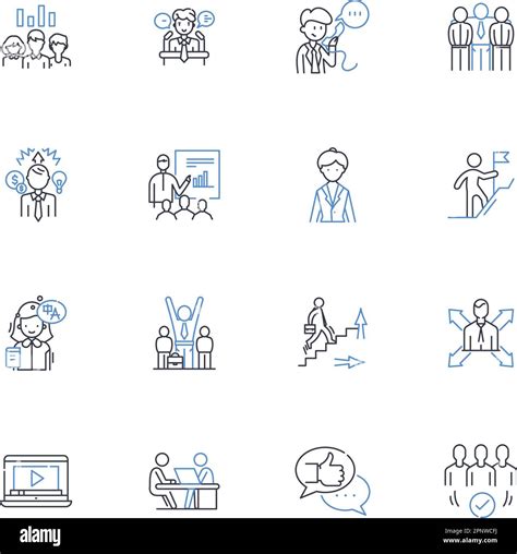 Labor Force Line Icons Collection Employment Workforce Job Career