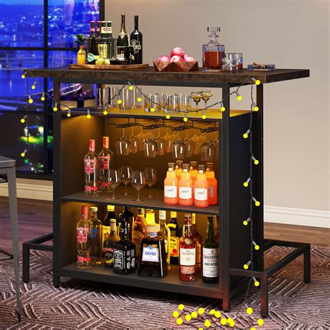 Buy Tribesigns Home Bar Unit Industrial 3 Tier Liquor Bar Table With