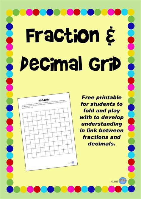Fraction And Decimal Folding Hundred Grid Fractions Decimals