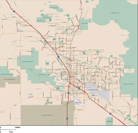 Tucson Map Adobe Illustrator Vector Format