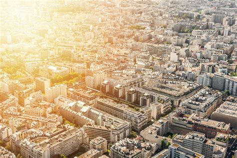 Aerial View Of Paris At Sunset Stock Image Image Of Vintage City
