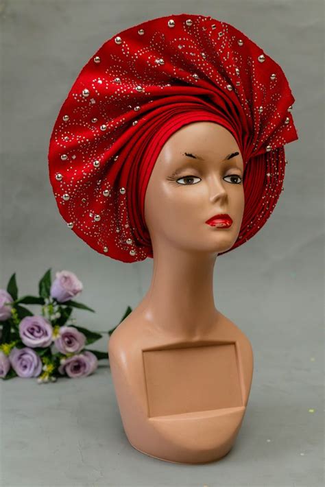 african aso oke autogele autogele african hair wrap african head dress fascinator headband