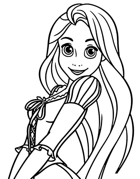 Smiling Rapunzel Coloring Page Free Printable Coloring Pages
