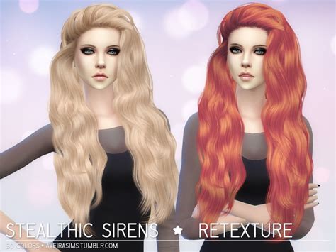 Sims 4 Hairs Aveira Sims 4 Stealthic`s Sirens Hair Retextured