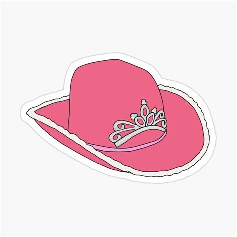 Pink Cowgirl Hat Sticker For Sale By Tehecaity Preppy Stickers Cowgirl Hats Pink Drawing
