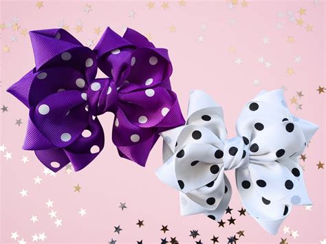 Polka Dots Hair Bows For Girls Purple Polka Dot Hair Bow Etsy