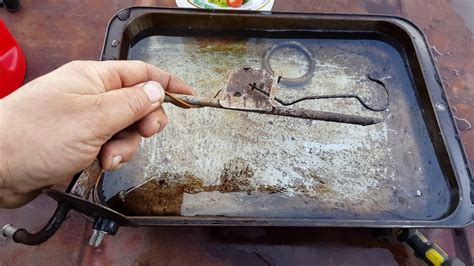 You're searching for the solution. Cleaning rust on the gas tank sending unit/pick up with ...