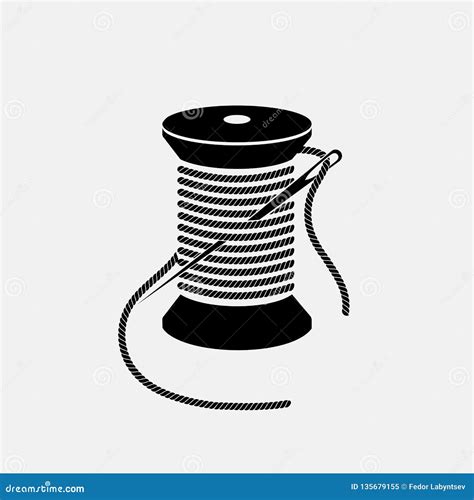 Spool Of Thread With Needle Vector Icon Stock Vector Illustration Of