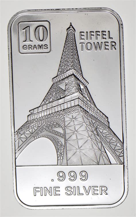 Silver Eiffel Tower 10 Gram 999 Fine Silver Limited Design