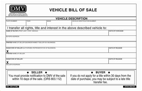 Free Bill Of Sale Template Pdf Of Free Oregon Vehicle Bill Of Sale Pdf