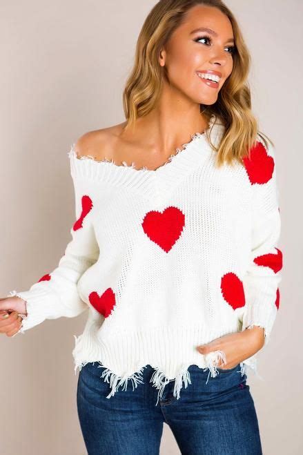 Love Lockdown Distressed Heart Sweater Heart Sweater Frayed Sweaters
