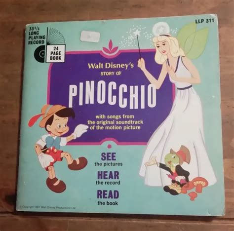 Walt Disneys Story Of Pinocchio Llp 311 7 Vinyl Single Book 1967 Uk