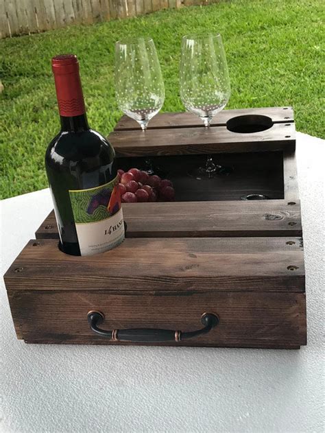 Now available on their etsy store. Wooden Wine Caddy, Wood Serving tray, Wine Bottle Holder ...