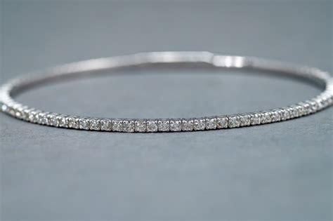 14k White Gold Diamond Flexible Bangle Bracelet Fuenfer Jewelers