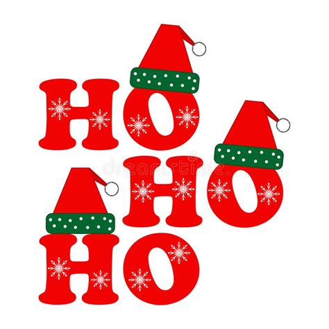 Santa Claus Phrase `ho Ho Ho` With Snowflakes And Fur Hats Template For Design For Christmas