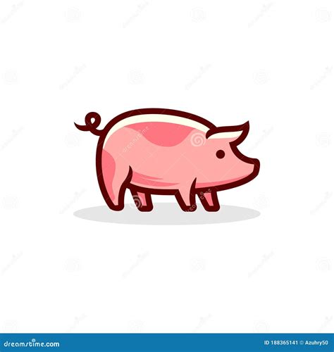 Colorful Playful Fun Drawing Of Pig Piglet For Logo Mascot And Icon Or