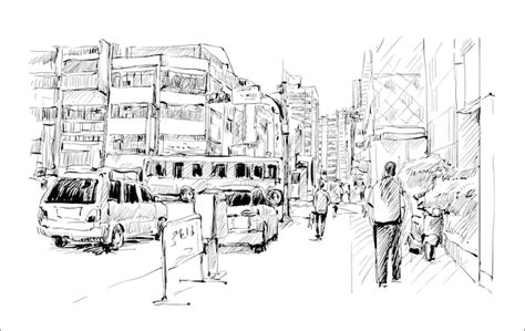 Premium Vector Sketch Of Cityscape In Taiwan Show Taipei Walk Street