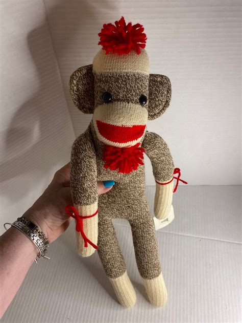 Vintage Sock Monkey With Tags Large Sock Monkey 18 Inch With Etsy