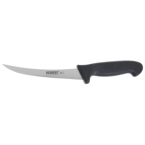 expressly hubert® stainless steel curved semi flex boning knife with black polypropylene handle