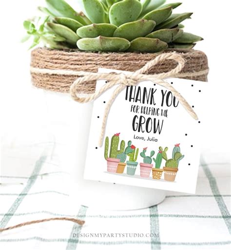 Editable Teacher Appreciation Favor Tags Thank You For Helping Me Grow