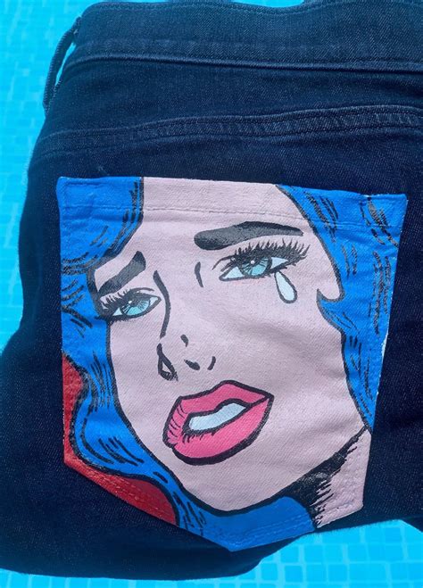 Pop Art Hand Painted Jeans Pocket Painted Festival Jeans Etsy In