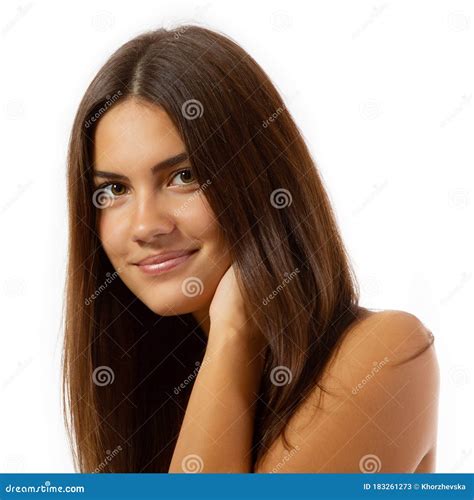 Beauty Feminine Portrait Of Female Face With Healthy Natural Skin Beautiful Tanned Teen Girl