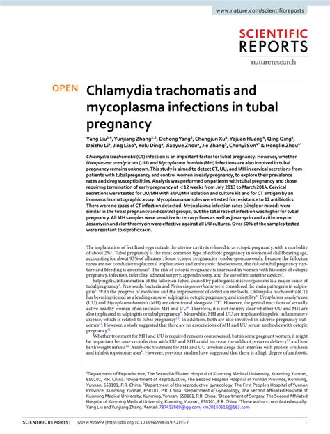Pdf Chlamydia Trachomatis And Mycoplasma Infections In Tubal Pregnancy