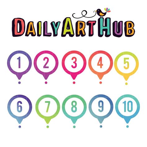Gradient Pin Number Clip Art Set Daily Art Hub Graphics Alphabets