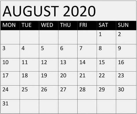 August Calendar 11 Free Printable Template Printable Blank Calendar