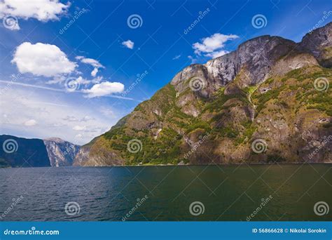 Fjord Naeroyfjord In Norway Famous Unesco Site Stock Photo Image Of