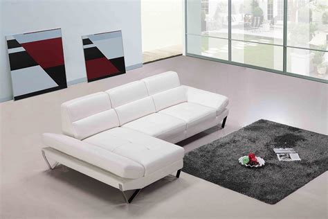 Wood frame with deep seating and angular. Apache Modern White Leather Sectional Sofa